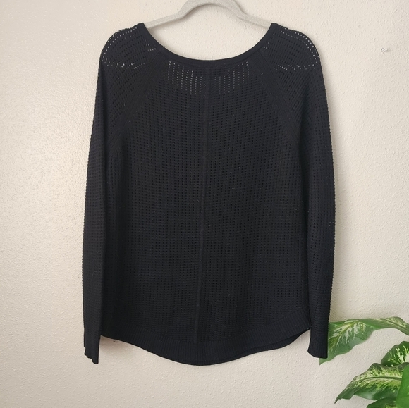 Rag & Bone Wool Cashmere Open Knit Black Long Sleeve Top Womens S - Picture 2 of 10
